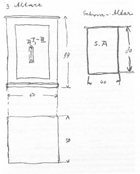 Dimensions for the altars